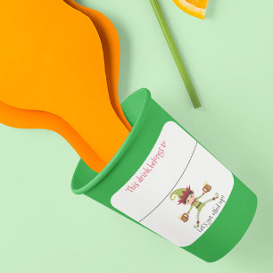 Drink Sticker Marker Namn Funny Jul Elf Fyrkantigt Klistermärke