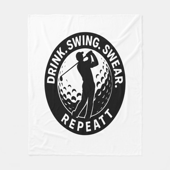 Drink Swing Swear Repeat Golf Fleecefilt (Framsidan)