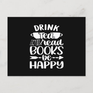 Drink Tea Read Bok Be Lycklig Vykort