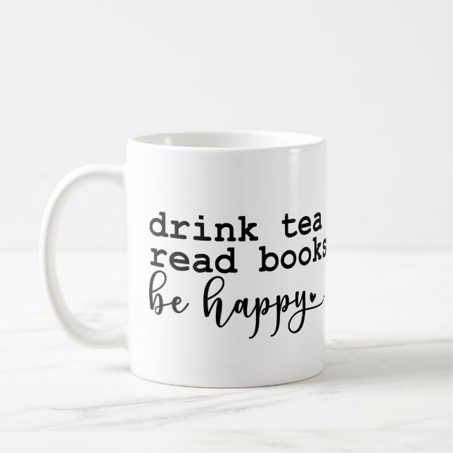 Drink Tea Read Bokar - Bok Älskare Kaffe Mugg (Vänster)