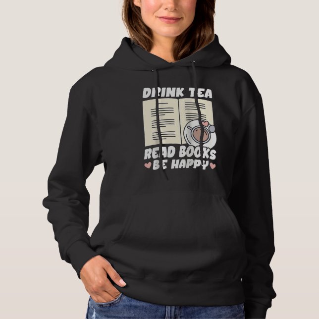 Drink Tea Read Books Be Happy Raglan Baseball T Shirt (Framsida)