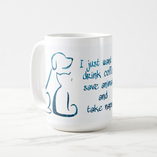 Drink Tea Spara Animals - Rädding Pet - Djurfoder Kaffemugg (Framsida vänster)