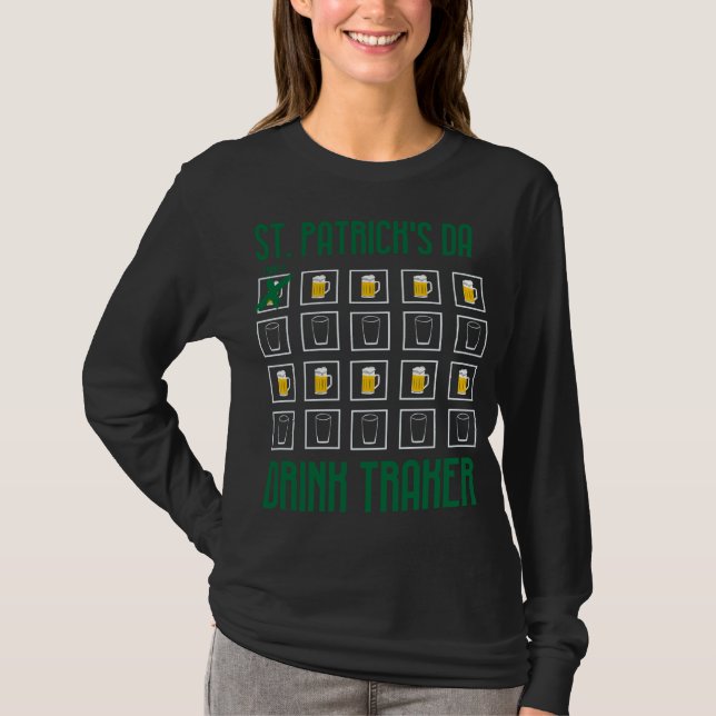 Drink Tracker Långärmad - Coola St. Patrick Day G T Shirt (Framsida)