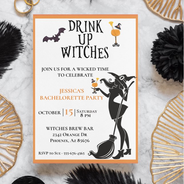 Drink Up Witches Bachelorette Halloween oktober Inbjudningar (Skapare uppladdad)