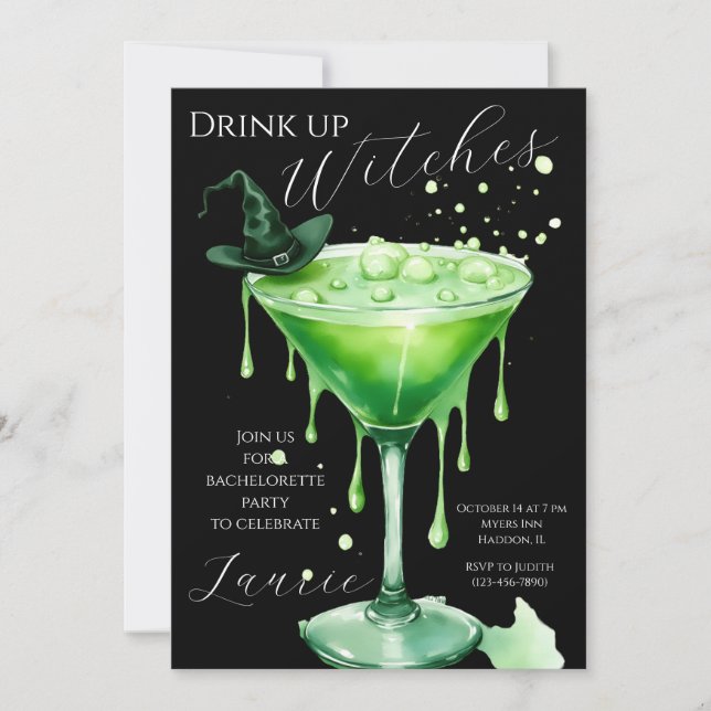 "Drink Up Witches" Bachelorette Party-inbjudan Inbjudningar (Framsida)