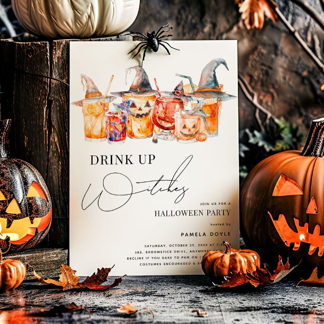 "Drink Up Witches" Cocktail Vuxen Halloween fest Inbjudningar (Skapare uppladdad)