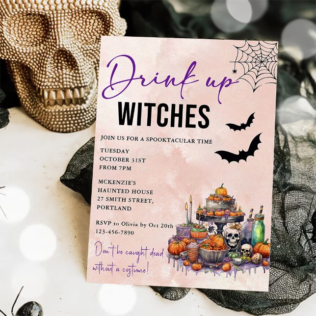 Drink Up Witches Halloween-fest Invitation Inbjudningar (Skapare uppladdad)