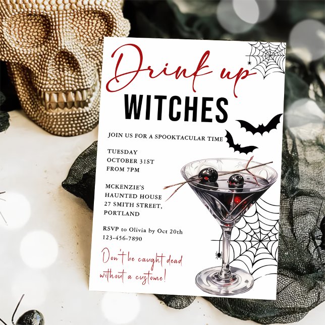 Drink Up Witches Halloween-fest Invitation Inbjudningar (Skapare uppladdad)