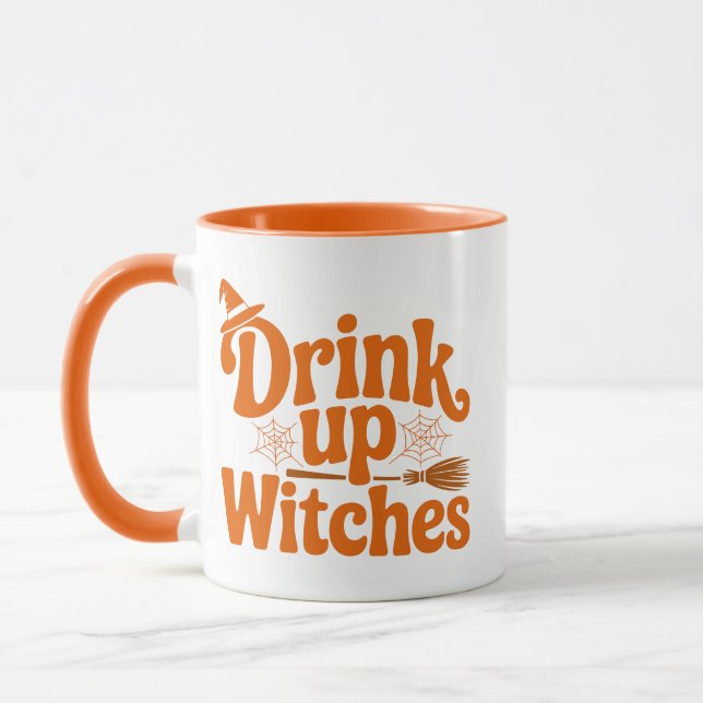 Drink Up Witches Retro Halloween Mugg (Vänster)