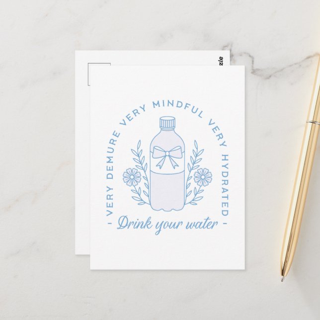 Drink vatten påminnelse - hydrerade citattecken es vykort (Fram/Back In Situ)