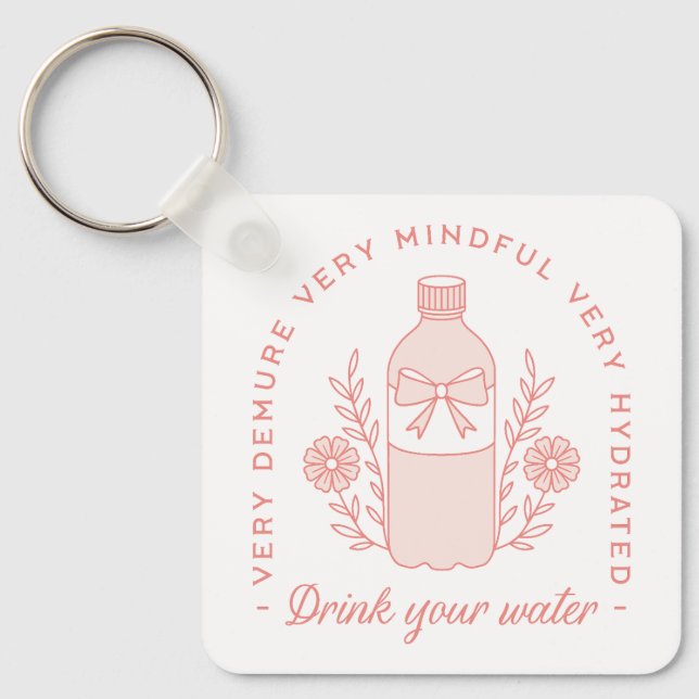 Drink vatten påminnelse om disketterhet rosa estet nyckelring (Framsida)