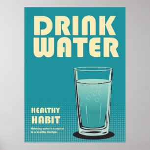 Drink Vatten Slogan Bauhaus Pop Art Stil Design Poster