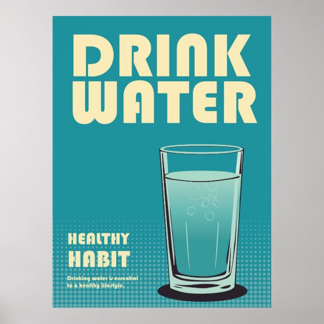 Drink Vatten Slogan Bauhaus Pop Art Stil Design Poster (Framsidan)