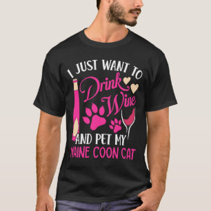 Drink Vin och Pet My Maine Coon Cat Mamma Humo T Shirt
