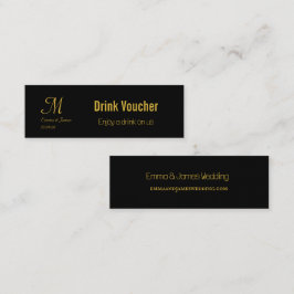 Drink Voucher Black & Guld Bröllop Corporate Card Mini Visitkort
