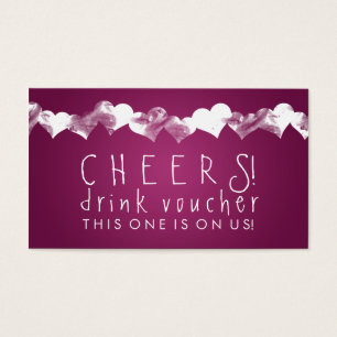 Drink Voucher Grunge Hearts Rosa Berry Visitkort