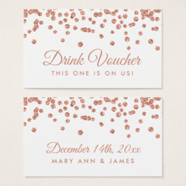 Drink Voucher Ro Guld Faux Glitter Confetti Visitkort