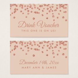 Drink Voucher Ro Guld Glitter Konfetti  Visitkort