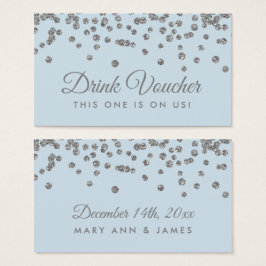 Drink Voucher Silver Faux Glitter Confetti Ice Blu Visitkort