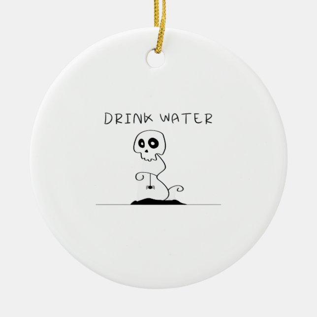 Drink Water - Eat Drink And Be Scary Retro Classic Julgransprydnad Keramik (Framsidan)