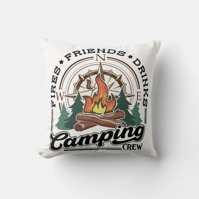 Drinka från Camping Crew Fries Vänner Kudde (Framsida)