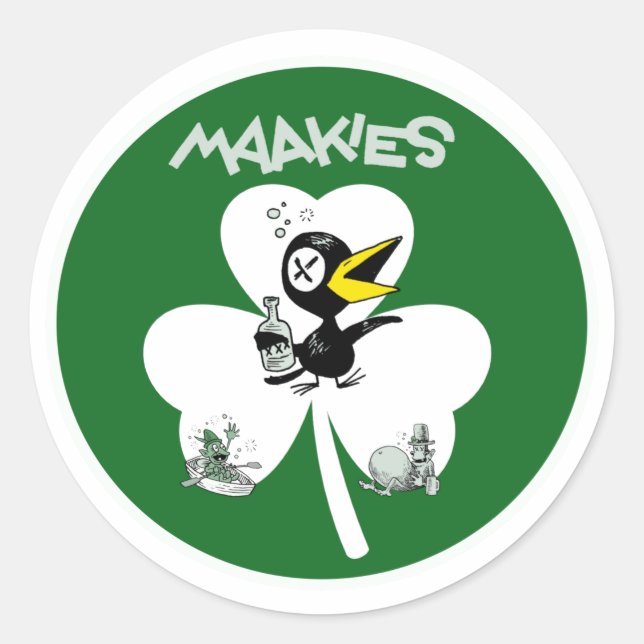 Drinkande Kråka Runt Klistermärke (Framsida)