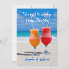Drinkar på Beach Florida-julklapp i Hälsning Julkort
