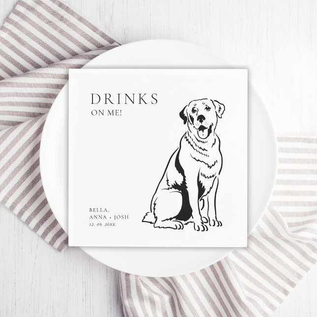 Drinkar på Me Hund Bröllop Pappersservett (drinks on me dog wedding napkins)
