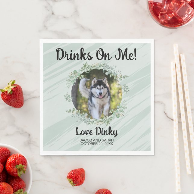 Drinkar På Mig Servetter med Ditt Husdjurs Foto (Insitu)