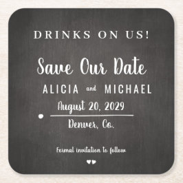 Drinkar på oss rent rustik bröllop spara datum underlägg papper kvadrat