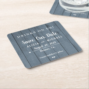 Drinkar på oss rent rustik bröllop spara datum underlägg papper kvadrat