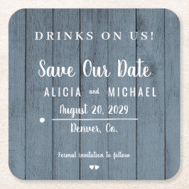 Drinkar på oss rent rustik bröllop spara datum underlägg papper kvadrat