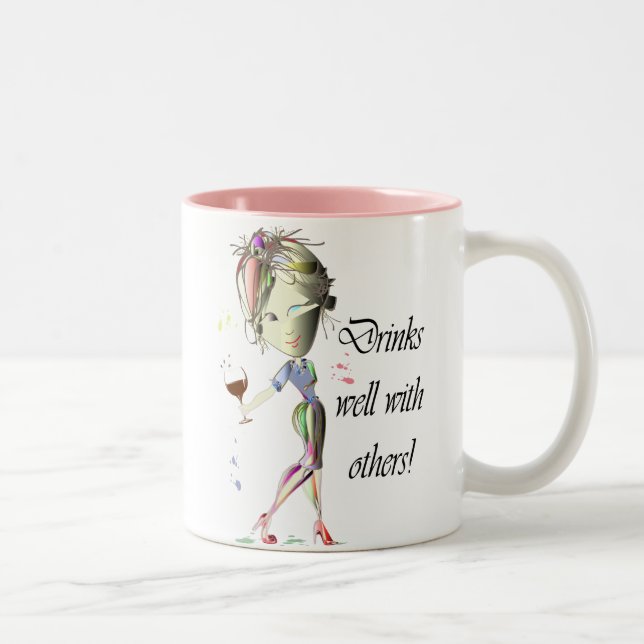 Drinkar väller fram med andra, rolig vinkonst Två-Tonad mugg (Höger)