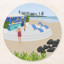 Drinkar vid Beach Pub Underlägg Papper Rund
