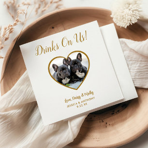 Drinken Är På Oss Enkla Söta Foto Hund Husdjur Brö Pappersservett