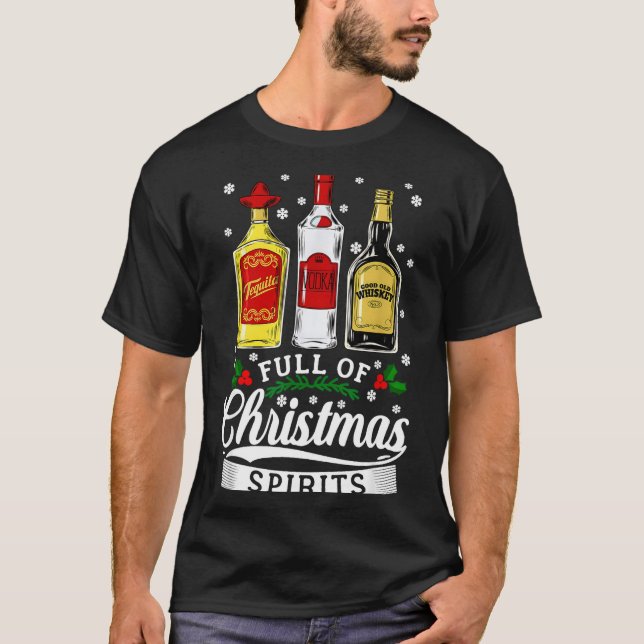 Drinking Alcohol Christmas Party Gift Full Of Chri T Shirt (Framsida)