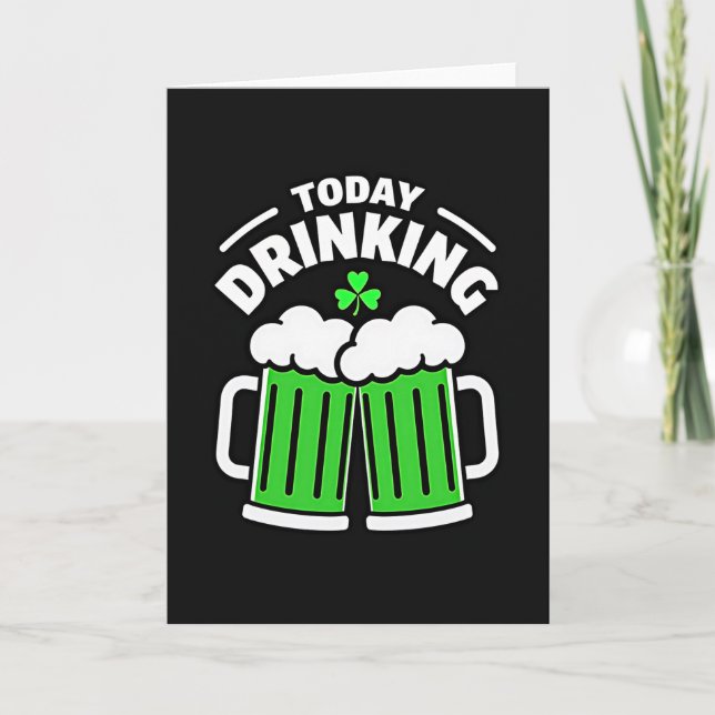 Drinking Beer Shamrock Fun Card Kort (Framsida)
