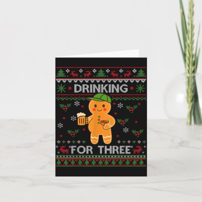 Drinking For Three Pregnancy Announcement Ugly Swe Kort (Framsida)