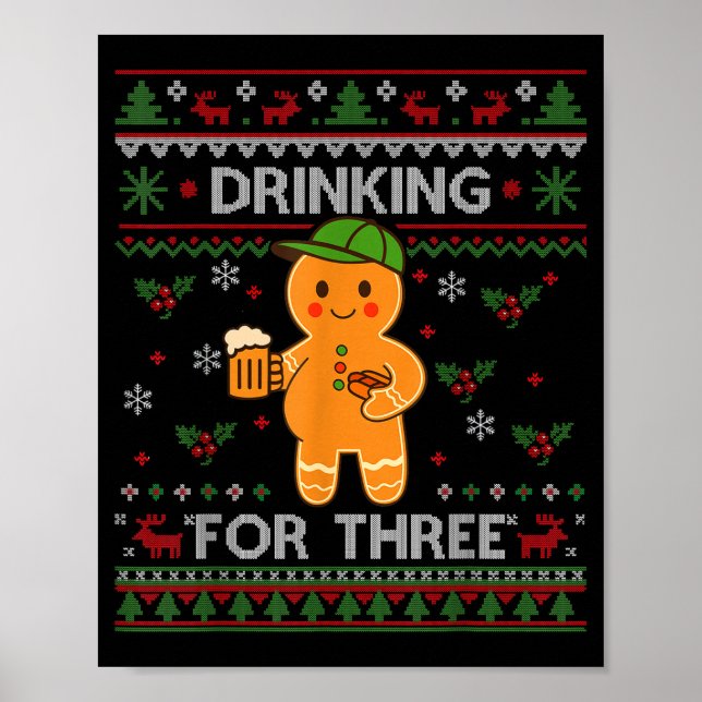 Drinking For Three Pregnancy Announcement Ugly Swe Poster (Framsidan)