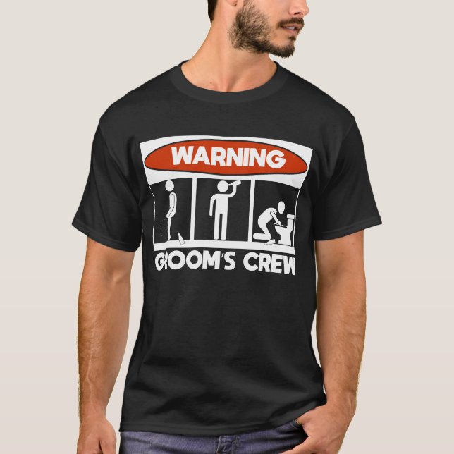 Drinking Groom Squad Funny Manar Crew Bachelor Par T Shirt (Framsida)