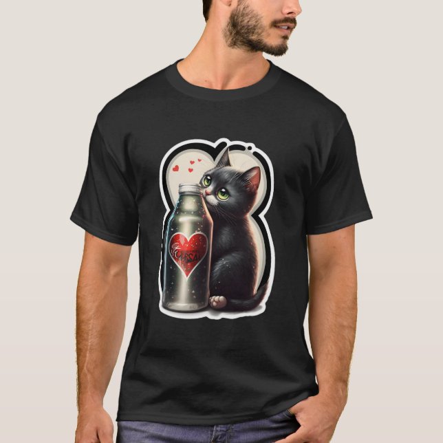 Drinking Lemonade Kitten Tass Soda Pop Meow, somma T Shirt (Framsida)