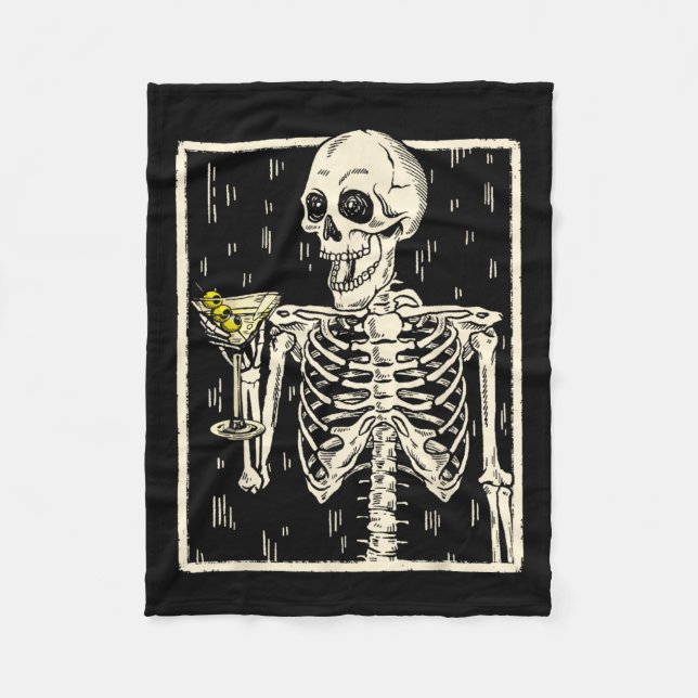 Drinking Martini Svan Retro Halloween Costume Fleecefilt (Framsidan)