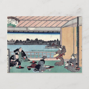 Drinking party på restaurangen av Andō,Hiroshige Vykort
