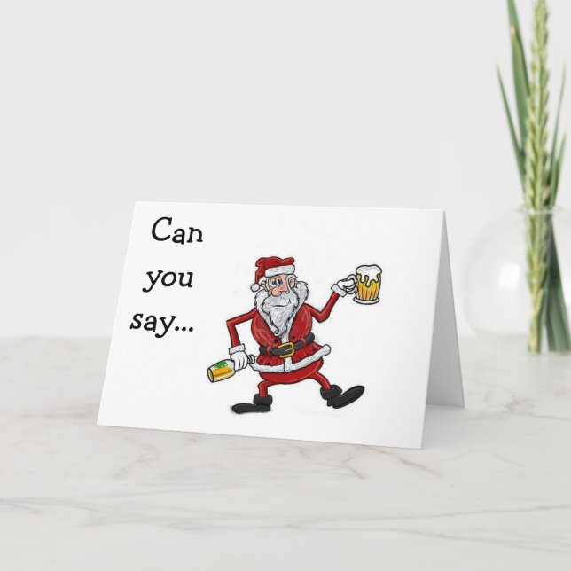 DRINKING SANTA SAYS EAT, DRINK / BE MERRY HELGKORT (Framsida)