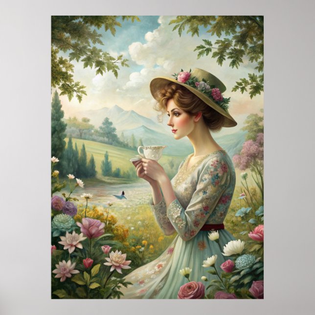 Drinking Tea i Garden Poster (Framsidan)