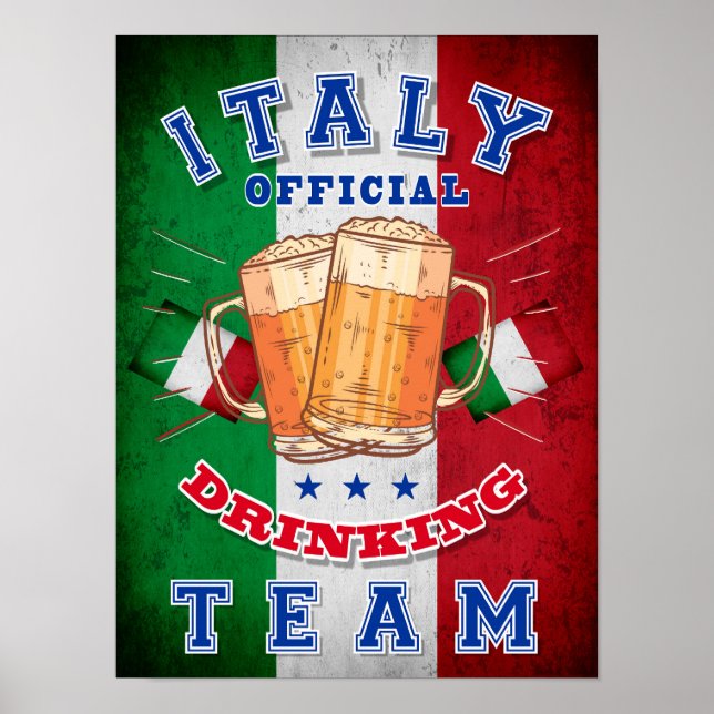 Drinking Team för Officiell av italien. Funy öl Poster (Framsidan)