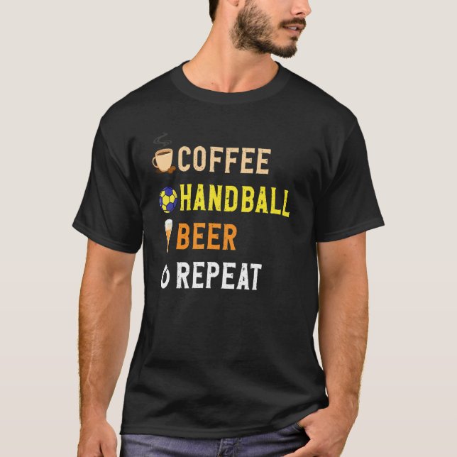 Drinks Älskare Lusnykaffe, Handball, Beer Repeat N T Shirt (Framsida)