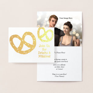 Drinks and Nibbles - Golden Pretzel - Anpassa Folierat Kort
