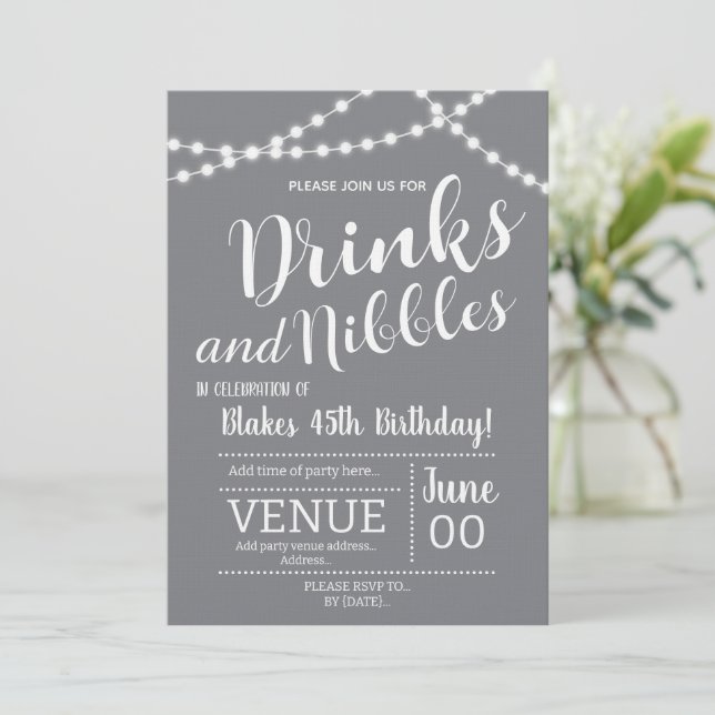 Drinks and Nibbles Invitation Inbjudningar (Stående Fram)