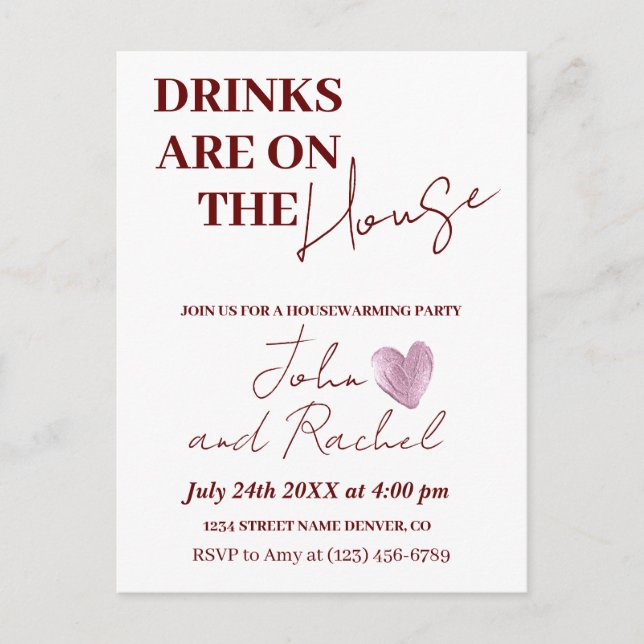 Drinks är på husuppvärmningen party vykort (Framsida)